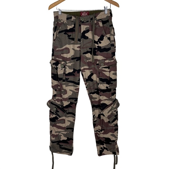 Matchstick Other - Matchstick Mens Camo Cargo Pants Brown Tan Multi Pocket Utility Trousers Size 28